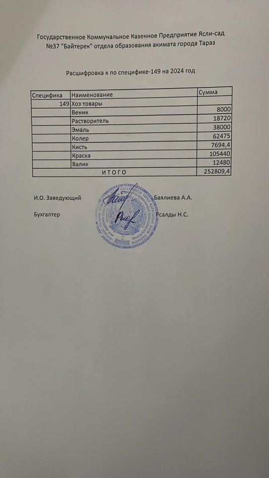 Расшифровка к специфике 149