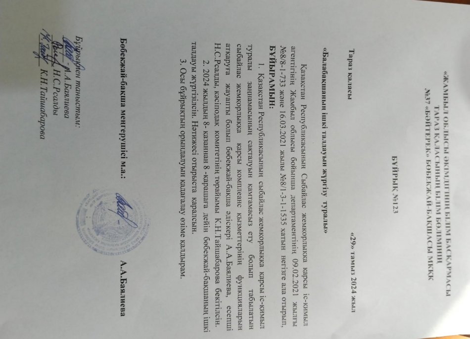 Балабақшаның ішкі талдауын жүргізу туралы